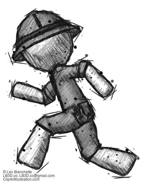 Sketch Explorer Ranger Man Running Fast Left #15191