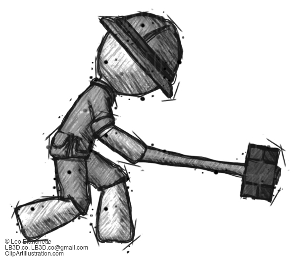 Sketch Explorer Ranger Man Hitting With Sledgehammer, Or Smashing Something #15194