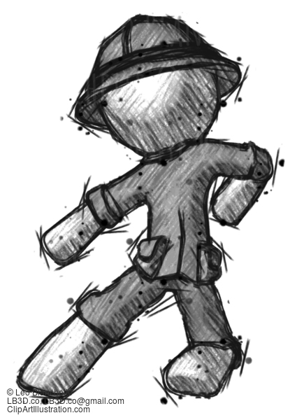 Sketch Explorer Ranger Man Karate Defense Pose Left #15219