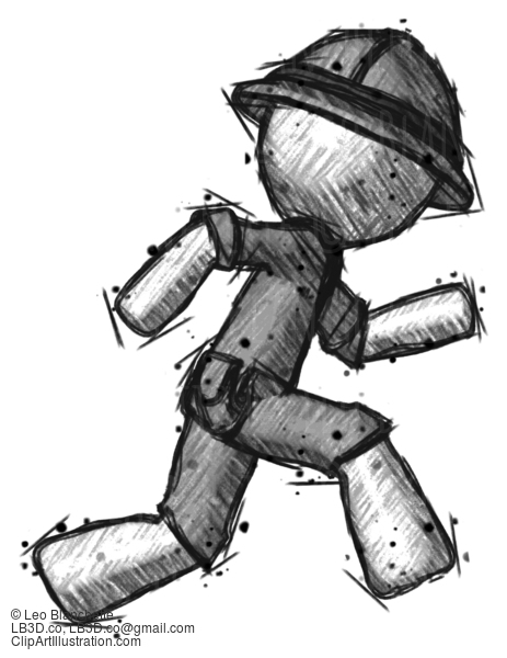 Sketch Explorer Ranger Man Running Fast Right #15221