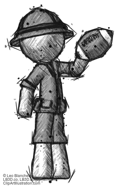 Sketch Explorer Ranger Man Holding Football Up #15224