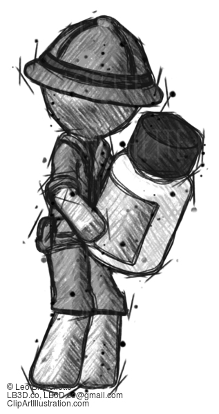 Sketch Explorer Ranger Man Holding Glass Medicine Bottle #15232