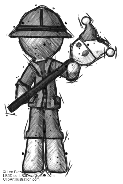 Sketch Explorer Ranger Man Holding Jester Diagonally #15251