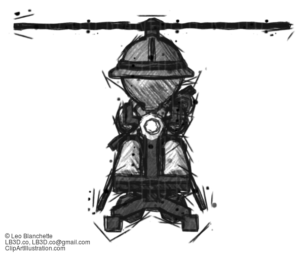 Sketch Explorer Ranger Man Flying In Gyrocopter Front View #15256