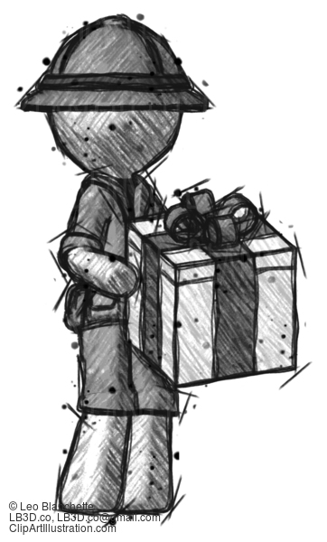 Sketch Explorer Ranger Man Giving A Present #15265