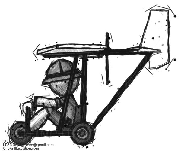 Sketch Explorer Ranger Man In Ultralight Aircraft Side View #15275