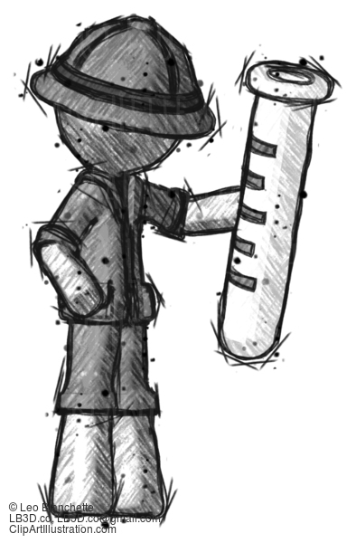 Sketch Explorer Ranger Man Holding Large Test Tube #15276