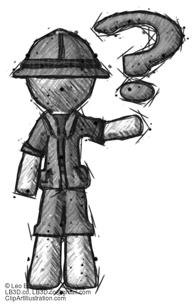 Sketch Explorer Ranger Man Holding Question Mark To Right #15284