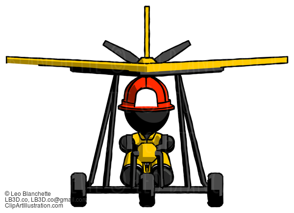 Black Firefighter Fireman Man In Ultralight Aircraft Front View #13492