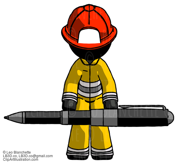 Black Firefighter Fireman Man Weightlifting A Giant Pen #13516