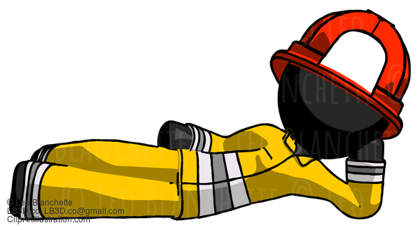 Black Firefighter Fireman Man Reclined On Side #13523