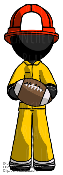 Black Firefighter Fireman Man Giving Football To You #13525