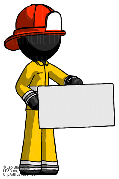 Black Firefighter Fireman Man Presenting Large Envelope #13529