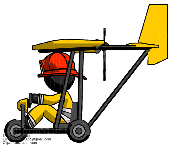 Black Firefighter Fireman Man In Ultralight Aircraft Side View #13547