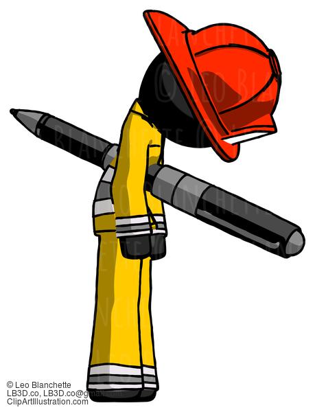 Black Firefighter Fireman Man Impaled Through Chest With Giant Pen #13612