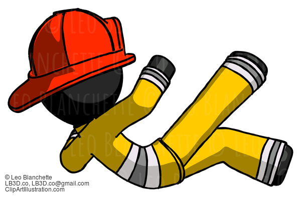 Black Firefighter Fireman Man Falling Backwards #13620