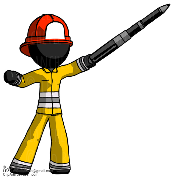 Black Firefighter Fireman Man Demonstrating That Indeed The Pen Is Mightier #13634