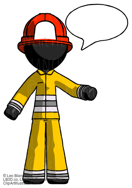 Black Firefighter Fireman Man With Word Bubble Talking Chat Icon #13638