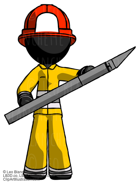 Black Firefighter Fireman Man Holding Large Scalpel #13660