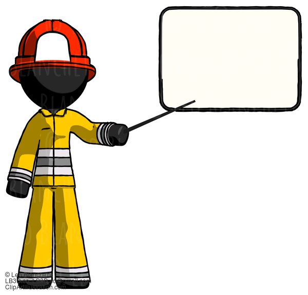 Black Firefighter Fireman Man Giving Presentation In Front Of Dry-Erase Board #13669