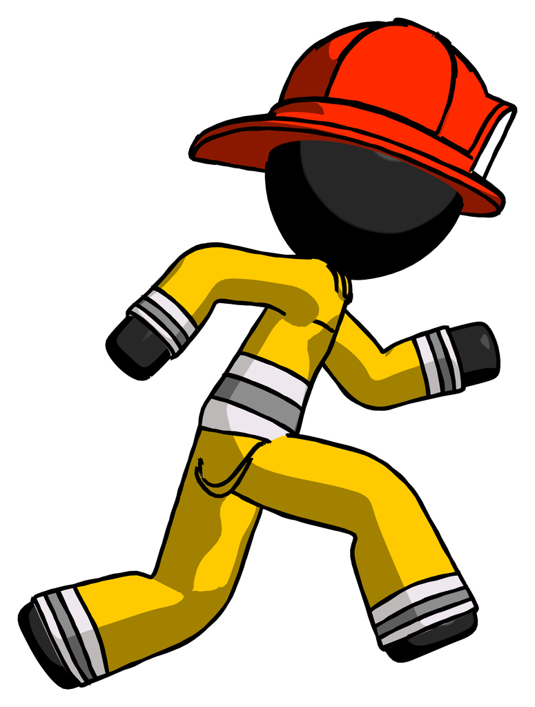 Black Firefighter Fireman man running fast right