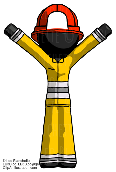Black Firefighter Fireman Man With Arms Out Joyfully #13745