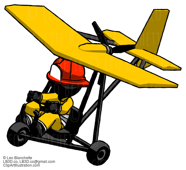 Black Firefighter Fireman Man In Ultralight Aircraft Top Side View #13760