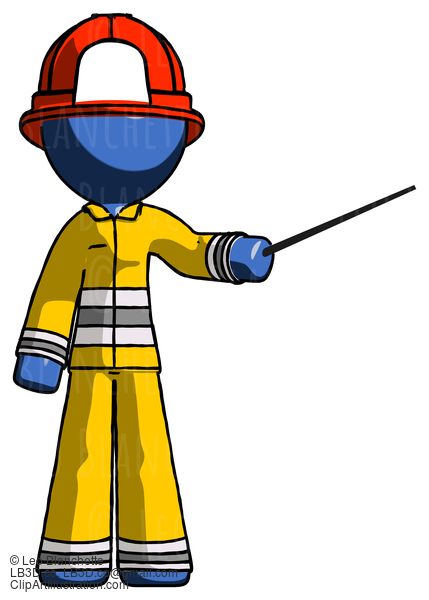 Blue Firefighter Fireman Man Teacher Or Conductor With Stick Or Baton Directing #14496