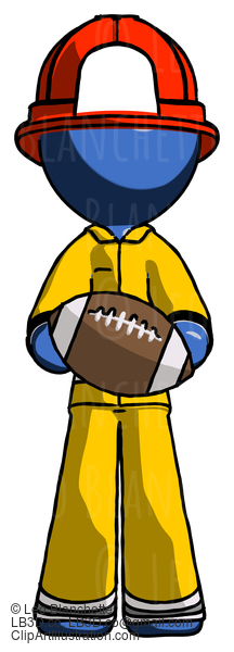 Blue Firefighter Fireman Man Giving Football To You #14504