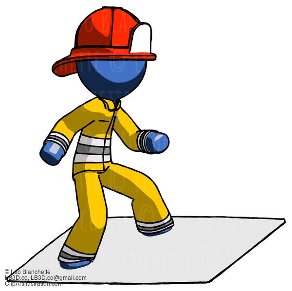 Blue Firefighter Fireman Man On Postage Envelope Surfing #14597