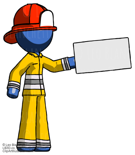 Blue Firefighter Fireman Man Holding Large Envelope #14638