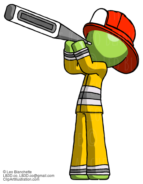 Green Firefighter Fireman Man Thermometer In Mouth #12898