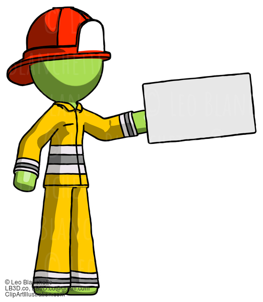 Green Firefighter Fireman Man Holding Large Envelope #13098