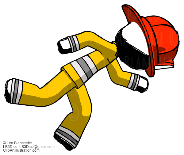 Ink Firefighter Fireman Man Running While Falling Down #11658