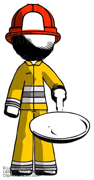 Ink Firefighter Fireman Man Frying Egg In Pan Or Wok #11676