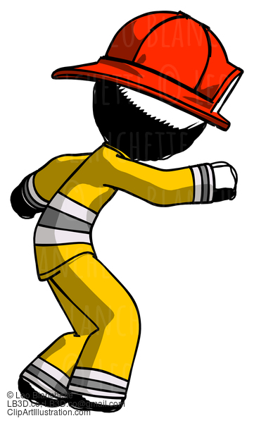 Ink Firefighter Fireman Man Sneaking While Reaching For Something #11678