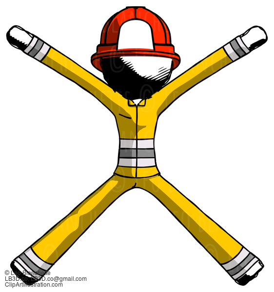 Ink Firefighter Fireman Man With Arms And Legs Stretched Out #11683