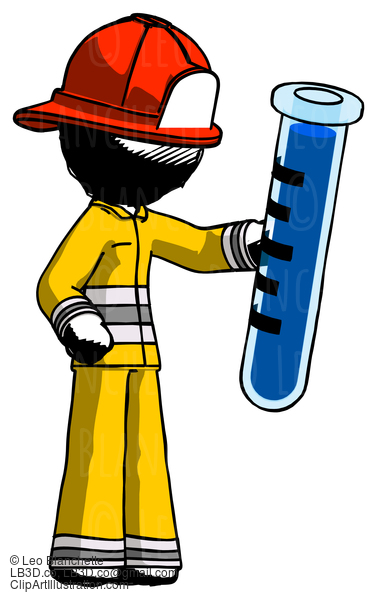 Ink Firefighter Fireman Man Holding Large Test Tube #11706