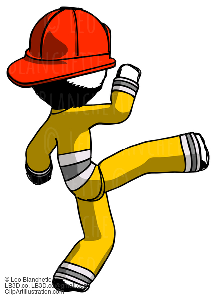 Ink Firefighter Fireman Man Kick Pose #11709