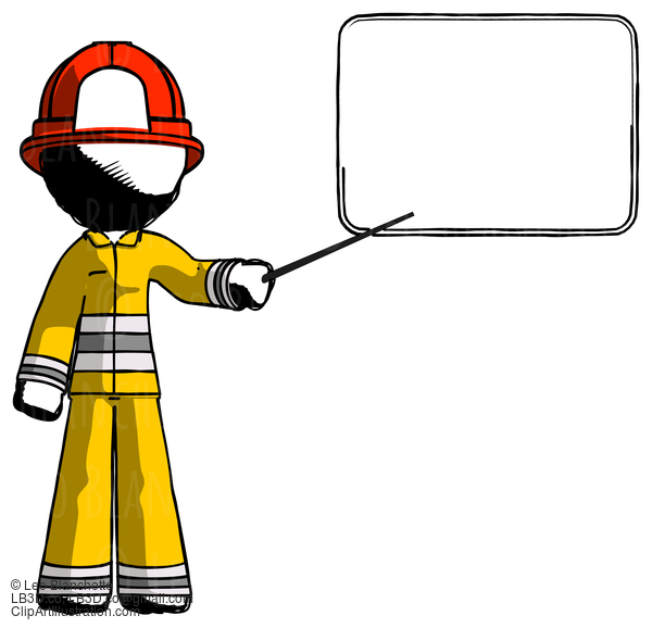 Ink Firefighter Fireman Man Giving Presentation In Front Of Dry-Erase Board #11712