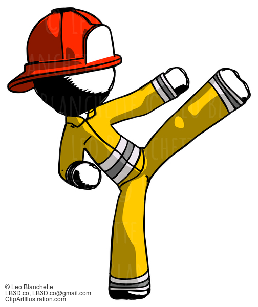 Ink Firefighter Fireman Man Ninja Kick Right #11754