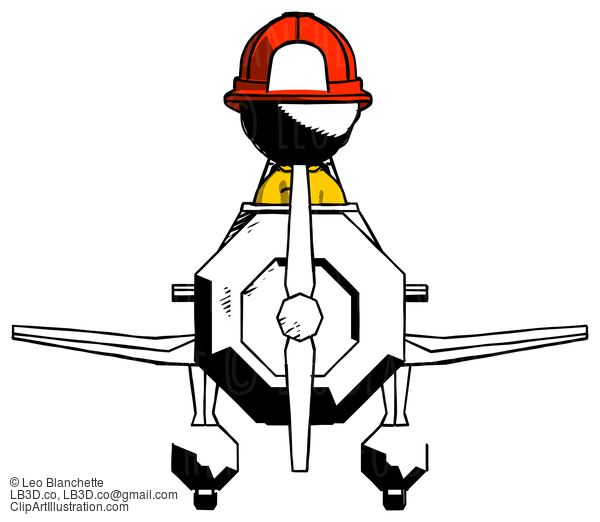 Ink Firefighter Fireman Man In Geebee Stunt Plane Front View #11755