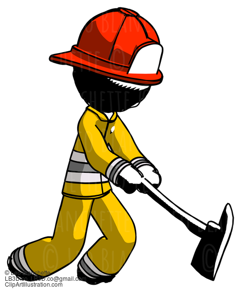 Ink Firefighter Fireman Man Striking With A Red Firefighter’S Ax #11758