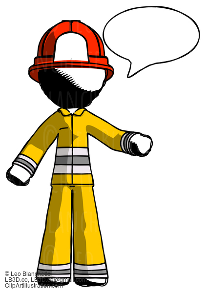 Ink Firefighter Fireman Man With Word Bubble Talking Chat Icon #11797