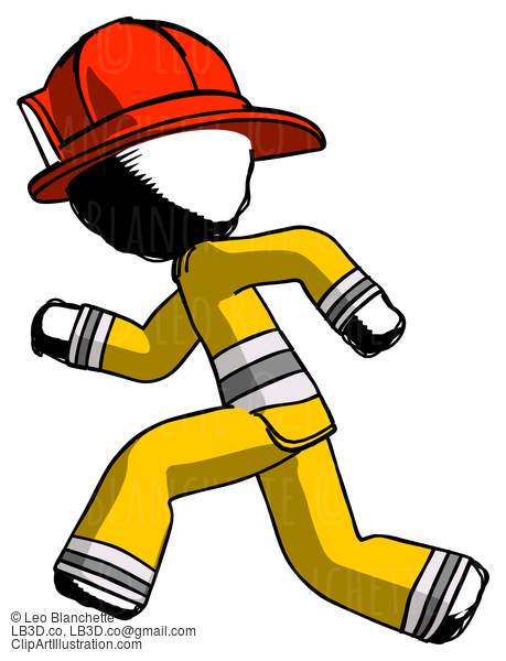 Ink Firefighter Fireman Man Running Fast Left #11827