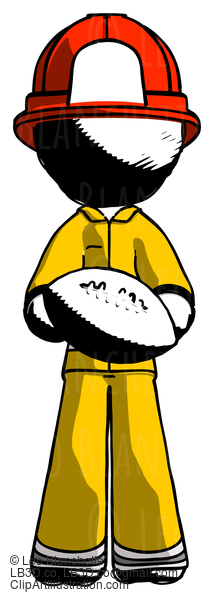 Ink Firefighter Fireman Man Giving Football To You #11845