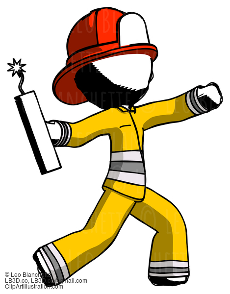 Ink Firefighter Fireman Man Throwing Dynamite #11862