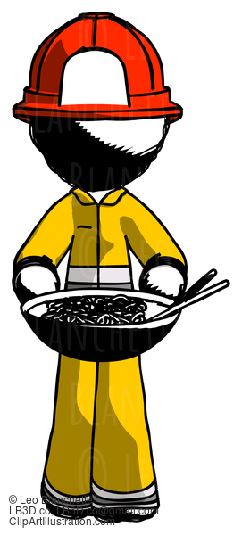 Ink Firefighter Fireman Man Serving Or Presenting Noodles #11864