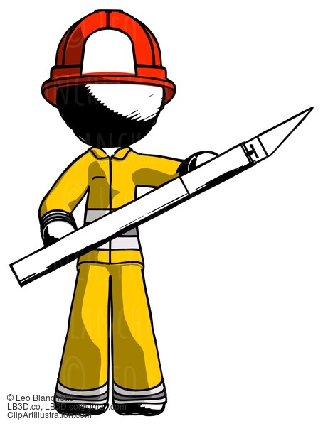 Ink Firefighter Fireman Man Holding Large Scalpel #11873