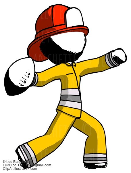 Ink Firefighter Fireman Man Throwing Football #11898